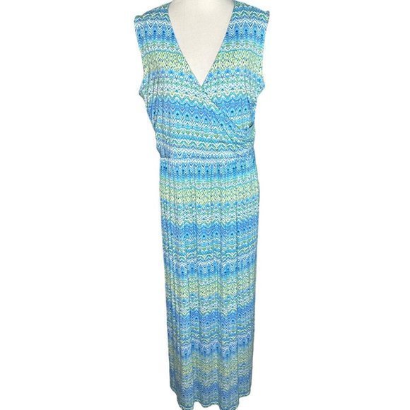 J.‎ Jill Very Beautiful Knit Printed Crossover Maxi Dress Size 1X - Picture 1 of 5